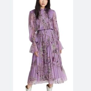 Hemant & Nandita Mavi Pleated Purple Midi Dress